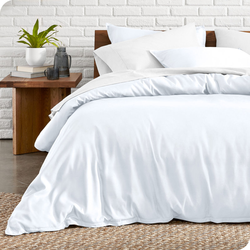 Ensemble de housse de couette et insert de qualité supérieure en microfibre moderne et contemporain Premium, Blanc