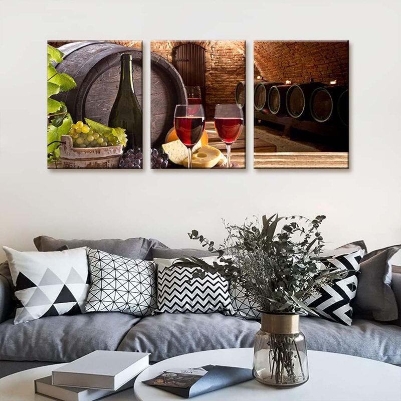 3 Piece Wrapped Canvas Print, 40 cm H x 90 cm W