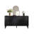 60" Premium Rustic American Farmhouse Credenza In Elegant Black - Symmetrical Sunburst Door Design-407920937