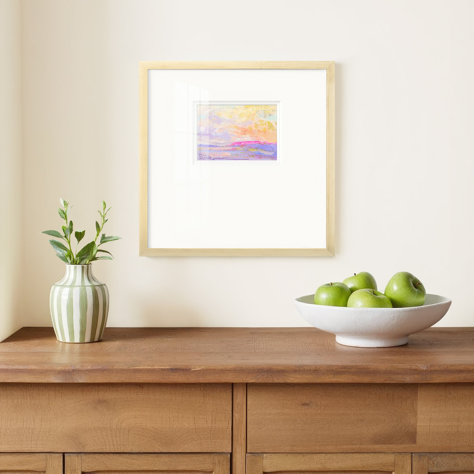 Vintage Framed Print, 17" H x 17" W x 1.25" D