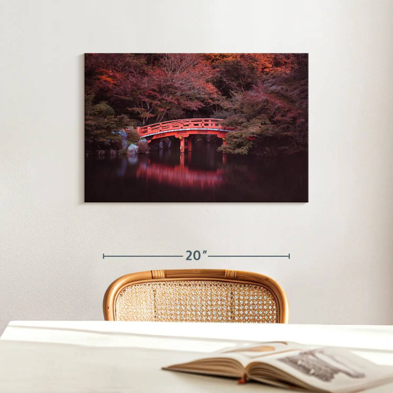 Lilie en automne au pont de Kyoto, H 16 po x l 24 po