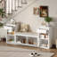 Banc de rangement tout-en-un avec coussin, compartiments, tiroirs et tablettes ouvertes, banc de rangement pour couloir, vestibule, salon-113568735