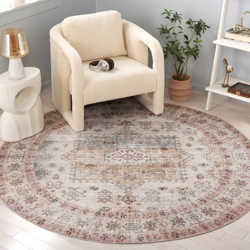 Maritess Machine Washable Performance Oriental Rug, Round 6'