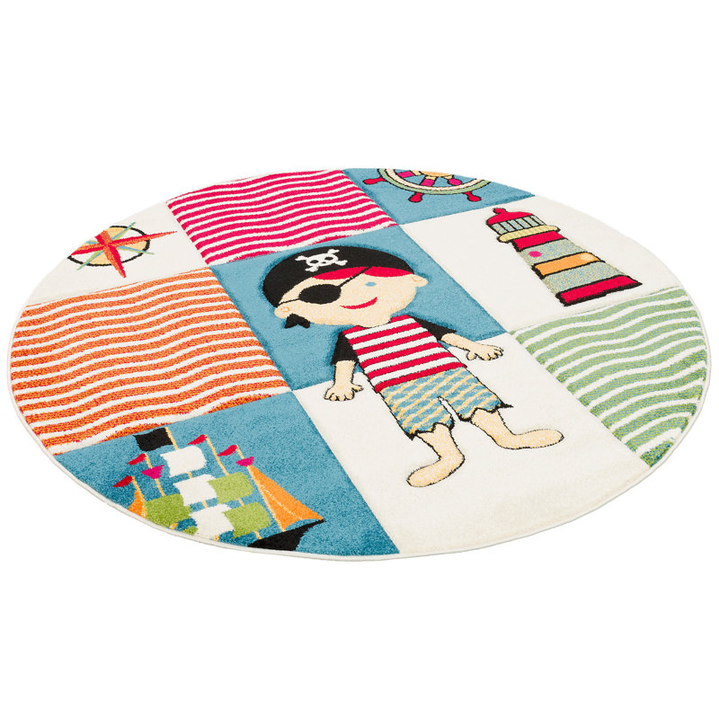 Crowle Blue/Pink/Cream Rug, Round 160cm