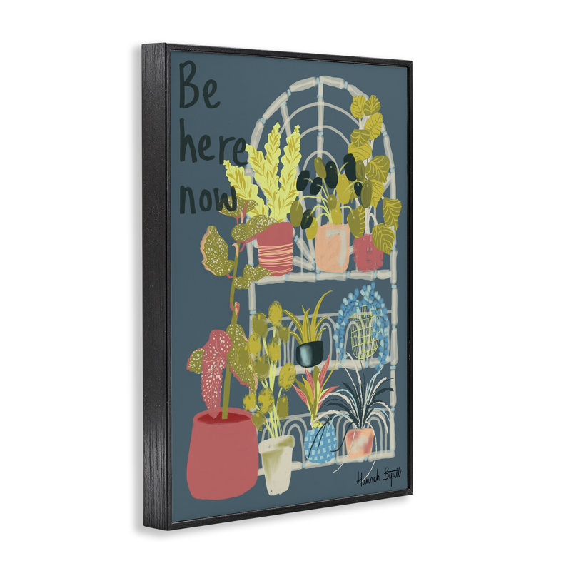 «Be Here Now Plant», art de la giclée encadrée par Hannah Byatt, H 18 po x l 12 po, Giclée encadrée noir minuit