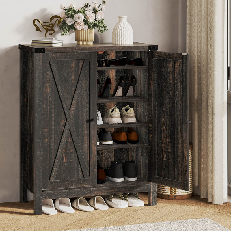Versus 20 Pair Shoe Storage Cabinet, Retro Black
