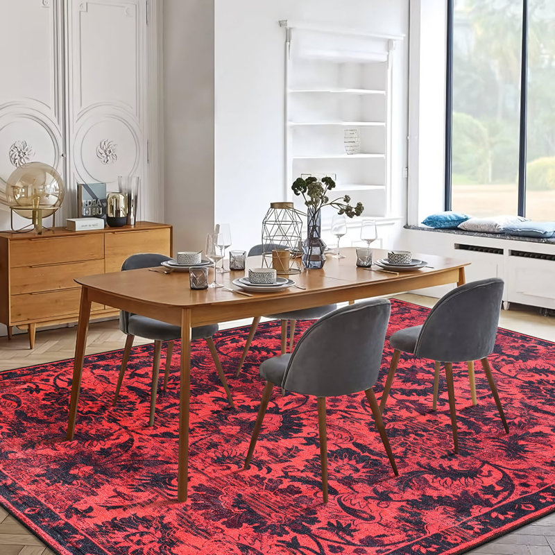 Oriental Cotton and Chenille Flatweave Area Rug, 200 cm round