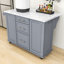 Chariot roulant pour îlot de cuisine avec poubelle inclinable, abattant, armoire coulissante et 2 tiroirs-976288862