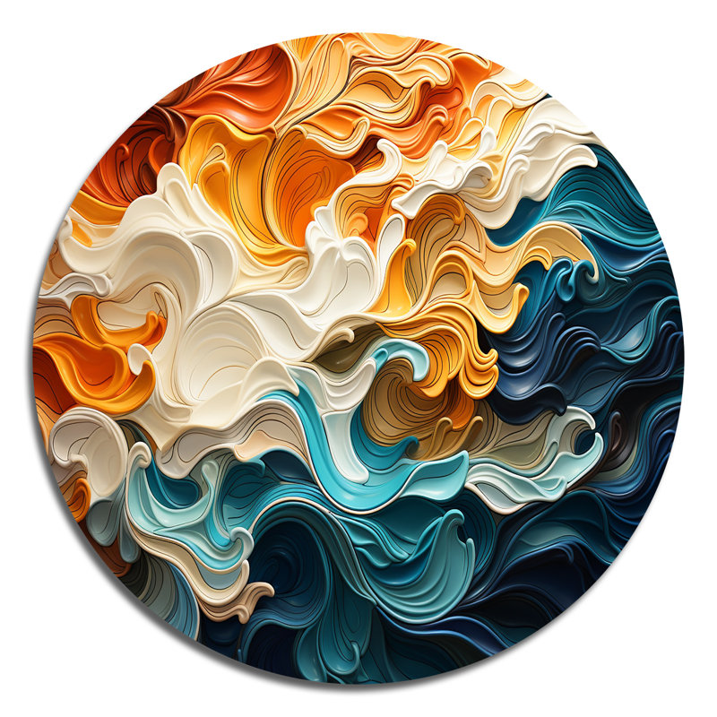 Edgewater - Art abstrait rond en métal, H 16 po x l 16 po