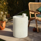 Evas Stylish Speckles Cement Round Side Table, Indoors & Outdoors Patio Table