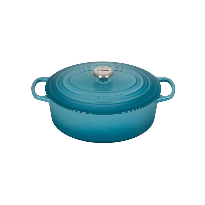 Le Creuset Enameled Cast Iron Oval Dutch Oven with Lid, 5 quarts, Flame/Silver