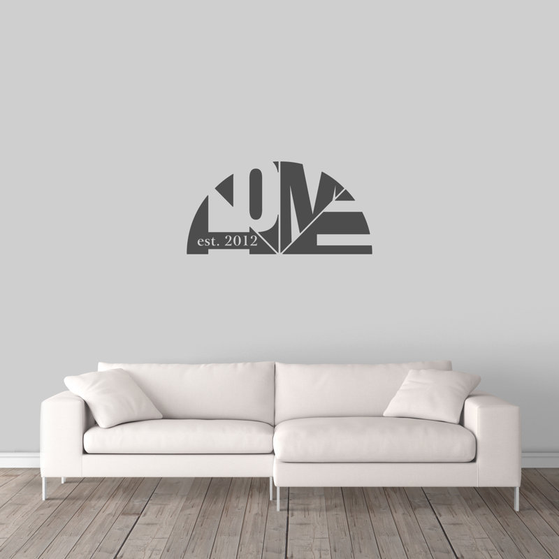Décalcomanie murale maison personnalisée avec année, Gris foncé, Oui