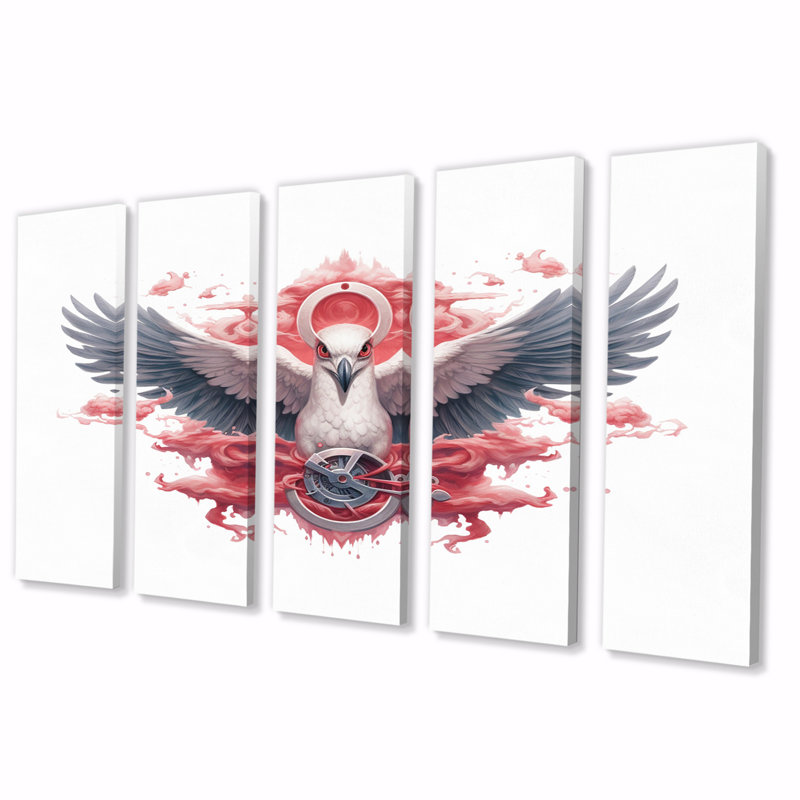 «Majestic White Bird In The High Skies III», reproduction d'art sur toile, 5 panneaux égaux