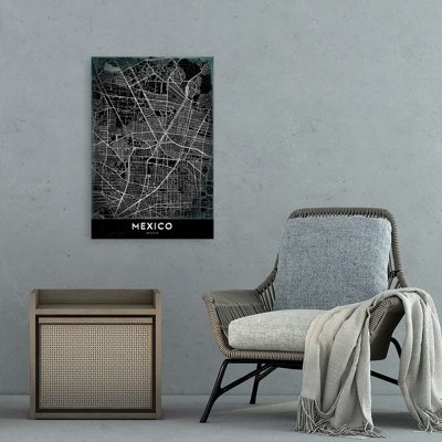Mexico City Street Grid Vintage Contemporary City Architecture Wall Art Print