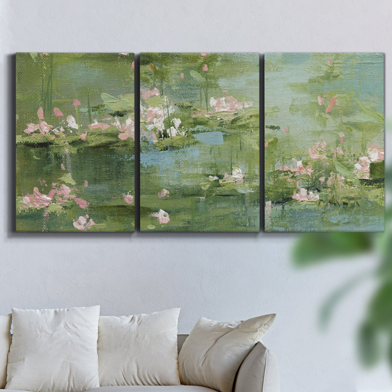 «Azure Rising I» sur toile, reproduction de 3 pièces, H 48 po x l 96 po x P 2 po