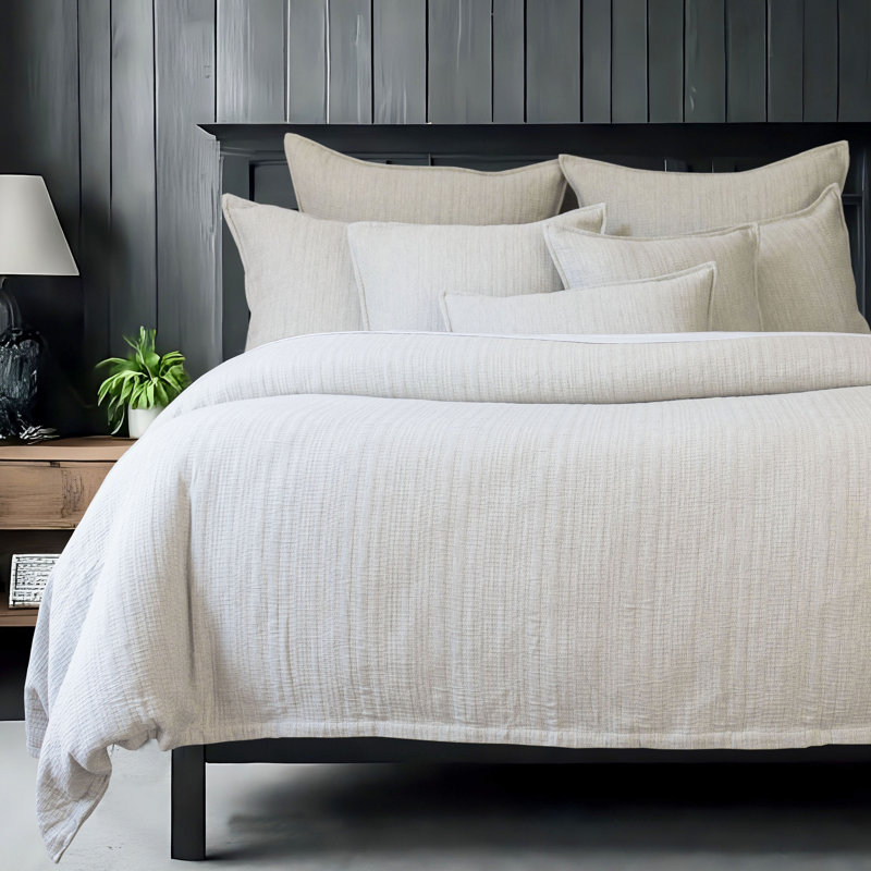 Ensemble de housse de couette à coutures en coton Payton, Housse de couette très grand + 2 taies décorativ