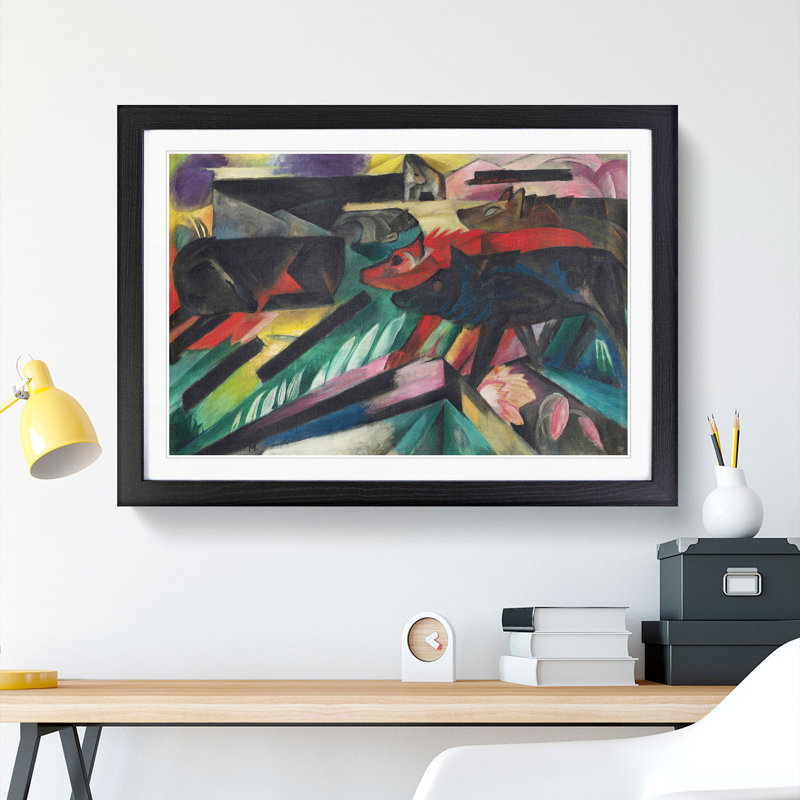 The Wolves by Franz Marc - Picture Frame Painting, Black, 48cm H x 65cm W x 2cm D
