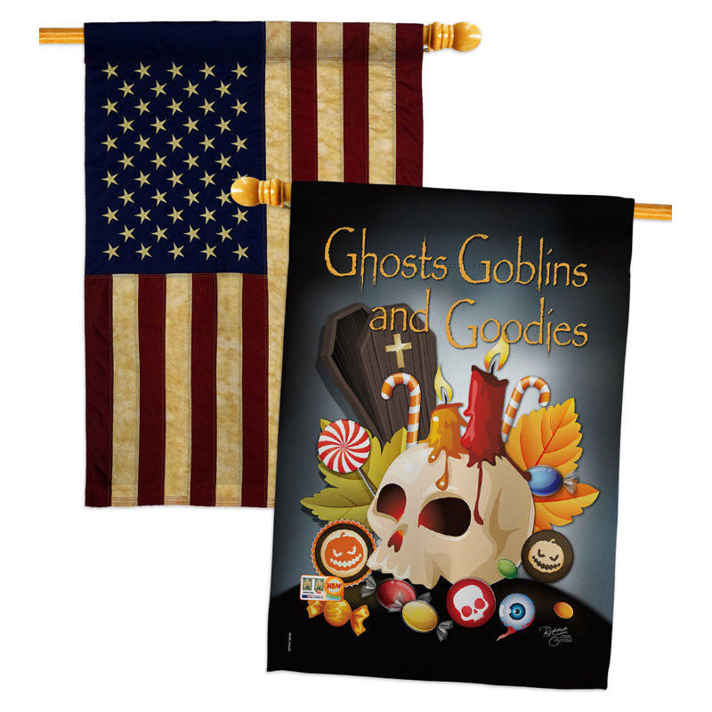 Drapeau de maison en polyester 40 x 28 po Ghost Goblins and Goodies