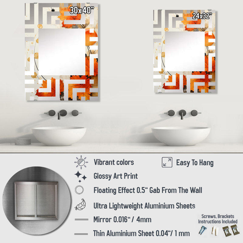 Akole - Miroir mural décoratif à collage abstrait MIR131722, 32 po x 24 po