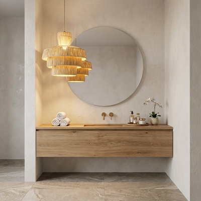 Marta Rattan Coastal Boho 3-Tier Gold Pendant Light