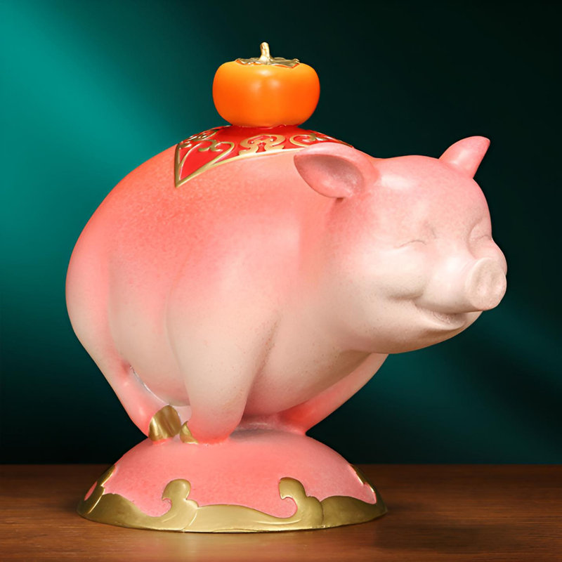 Statue de cochon en laiton chanceux - Élégante décoration de maison et de bureau