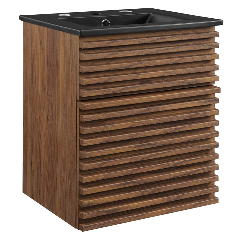 Meuble-lavabo mural 18 po Modway Render, Noir, Noyer