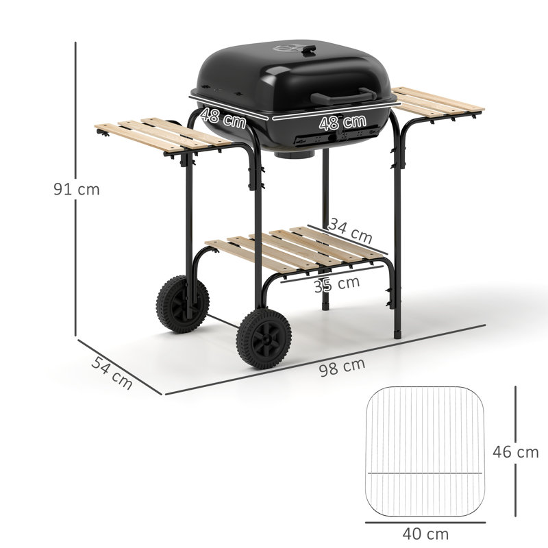 Dakota Fields 98cm W Charcoal Grill, Black