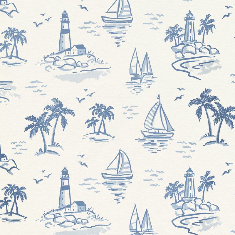 Lighthouse Toile II by Victoria Barnes - Wrapped Canvas Print, 30 cm H x 30 cm W