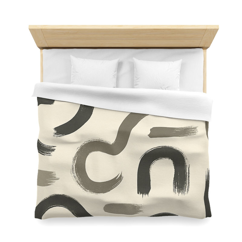 Microfiber Duvet Cover Boho Style, Design 70, White, King Duvet Cover