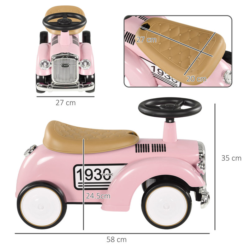 HOMCOM 1 Seater Tractors / Construction Push/Pull Ride On, Pink