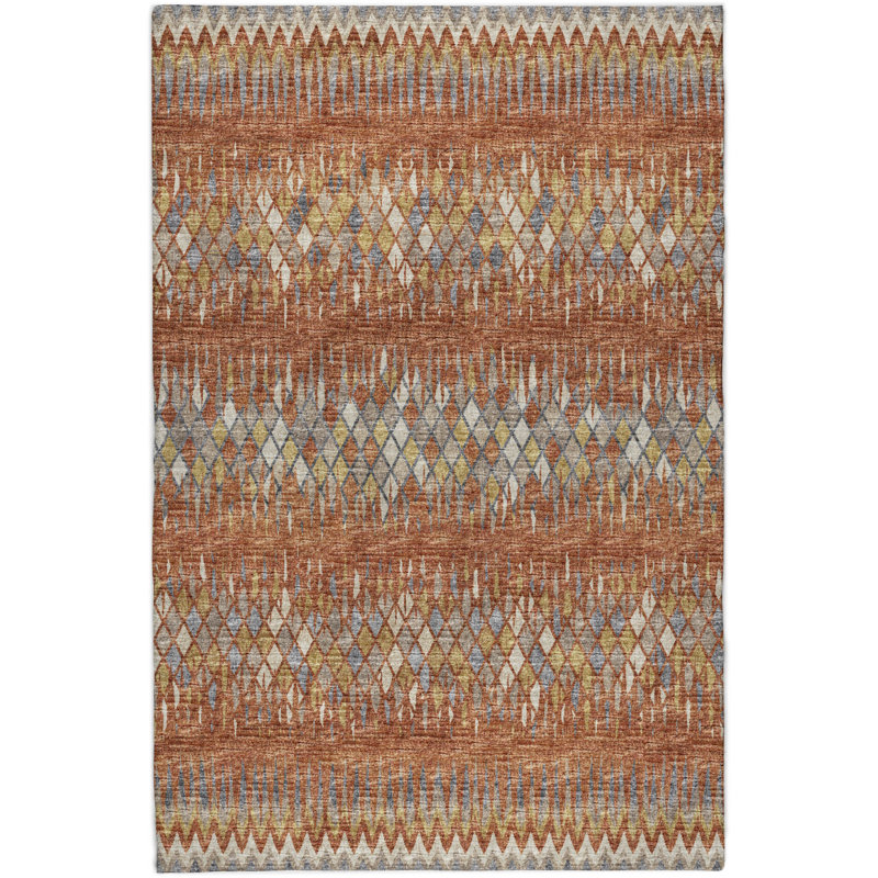 Premium Machine Washable Dream Shag Chevron Rug, 8' x 10', Spice