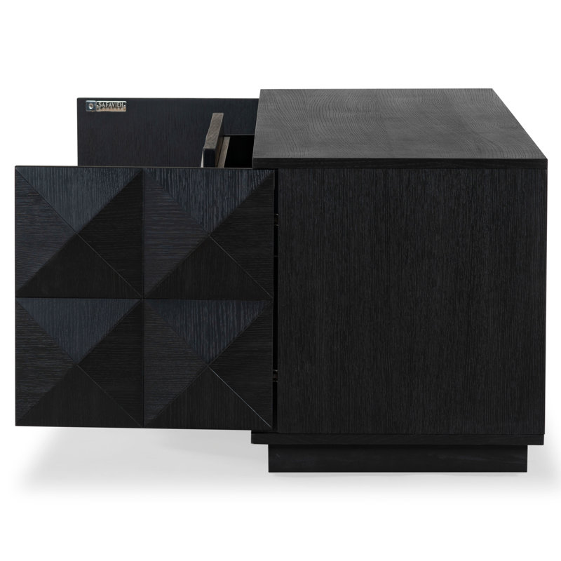 Patty 4 Door Wood Media Stand, Black