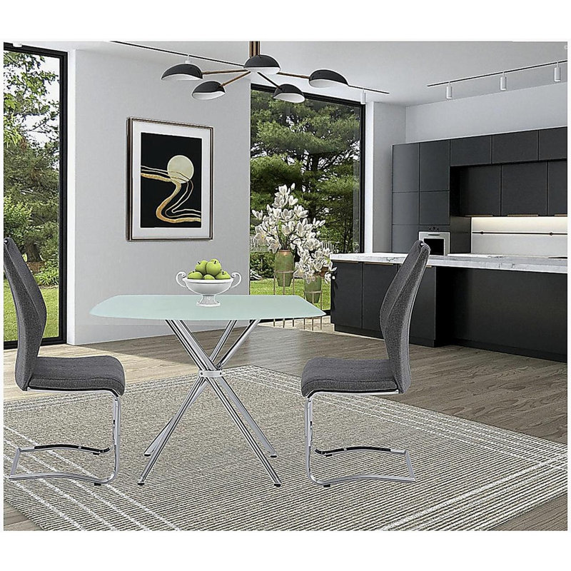 Table carrée 36 "en verre trempé givré