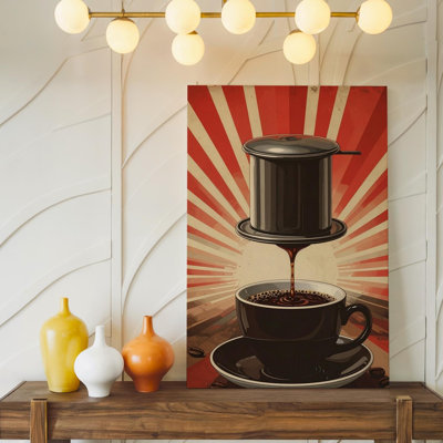 Canvas Vietnamese Drip Coffee Canvasbold Illustration Of Phin Filter Brewing Wall Art Ready To Hang Gallery Wrapped Home Decor Modern Design