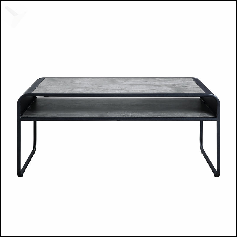 Table basse Raziela à finition noire, durable et élégante pour les espaces de vie modernes, H 18 po x L 42 po x l 22 po