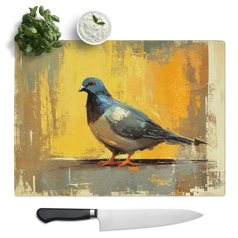 Pigeon Graphic  Glass Chopping Board