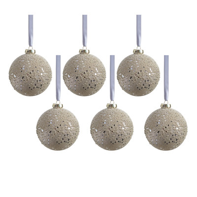 Livia 6-Piece Beaded Glass Ball Ornament Set