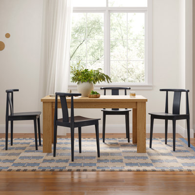 Farmhouse Wood Dining Chairs With Curved Back