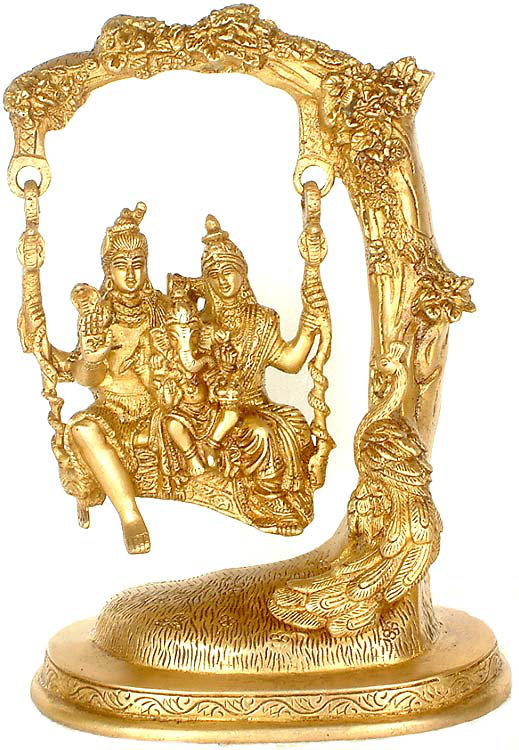 Shiva se balance avec Parvati et Ganesha