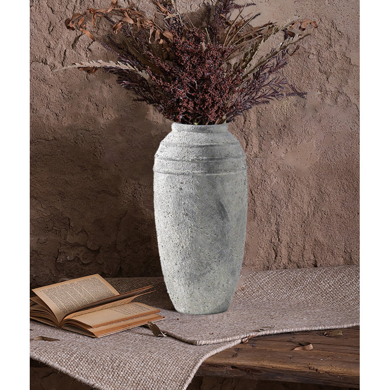 Grand vase en céramique de 12,87 pouces, Gris