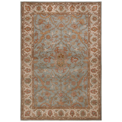 Tressler Hand Tufted Wool/Cotton/Latex Oriental Rug in Blue/Ivory