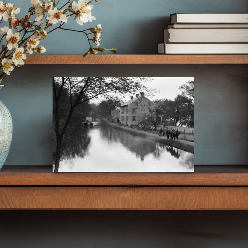 «1920s Mules Towing Boat Down Lehigh Navigation Canal In New Hope Pennsylvania Classic Retro Vintage Architecture, art mural