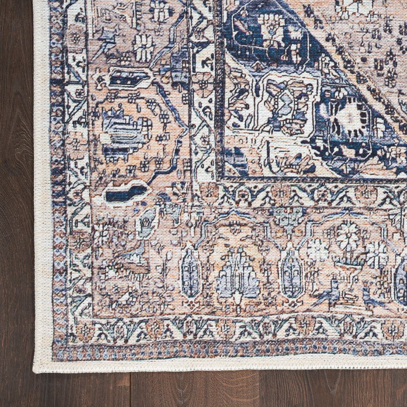 Tapis bleu ivoire Jolien, Rectangle 5 pi 3 po x 7 pi 3 po