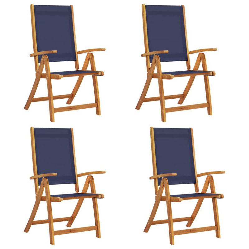 17-4 Sling Garden Chair With Cushion Folding Chair Set, Blue / White / Grey
