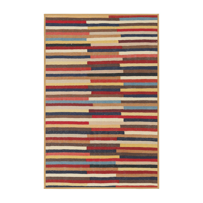 Tapis contemporain rouge / vert Loda, Rectangle 2 pi x 5 pi