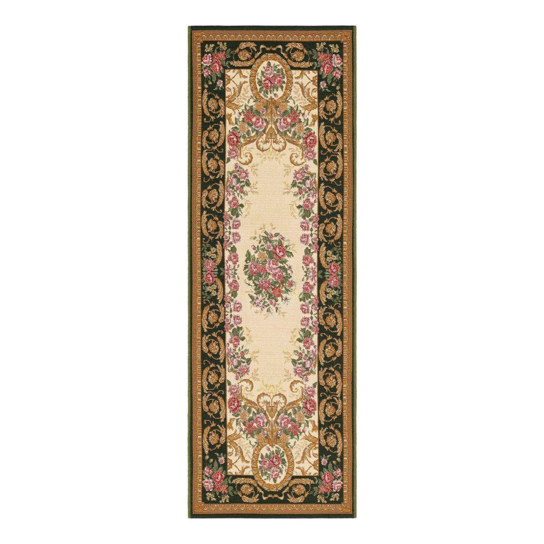 Outdoor Traditional Washable Floral Indoor / Outdoor Rug Unique Loom Rug 