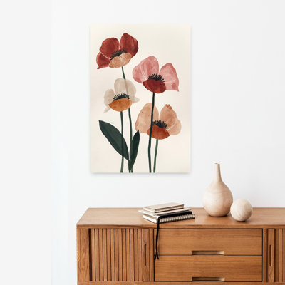 Doux aquarelle, coquelicots, abstrait, délicat, élégant, coquelicot, paysage, art mural