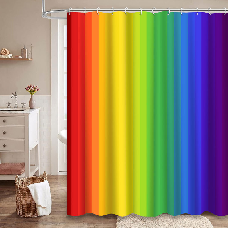 Rideau de douche à rayures multicolores Rainbow, L 72 po x l 72 po