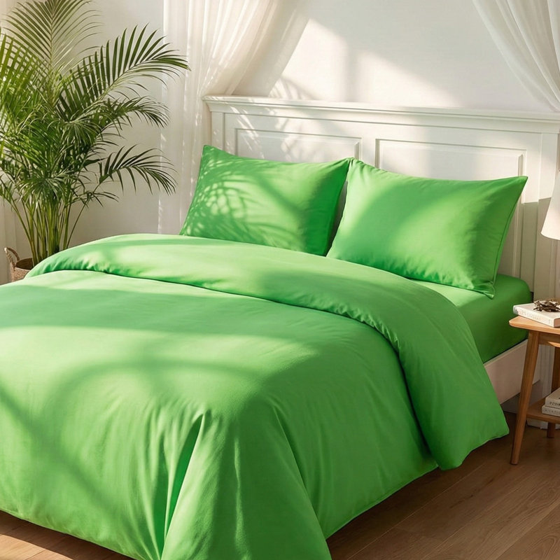Modern & Contemporary Cotton Duvet Cover, Twin, Green