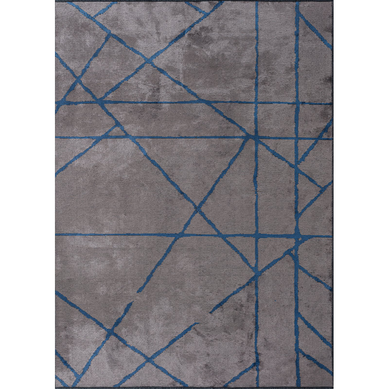 Rapture Gray/Blue Geometric Luxury Area Rug, Rectangle 7'10" x 11'2"